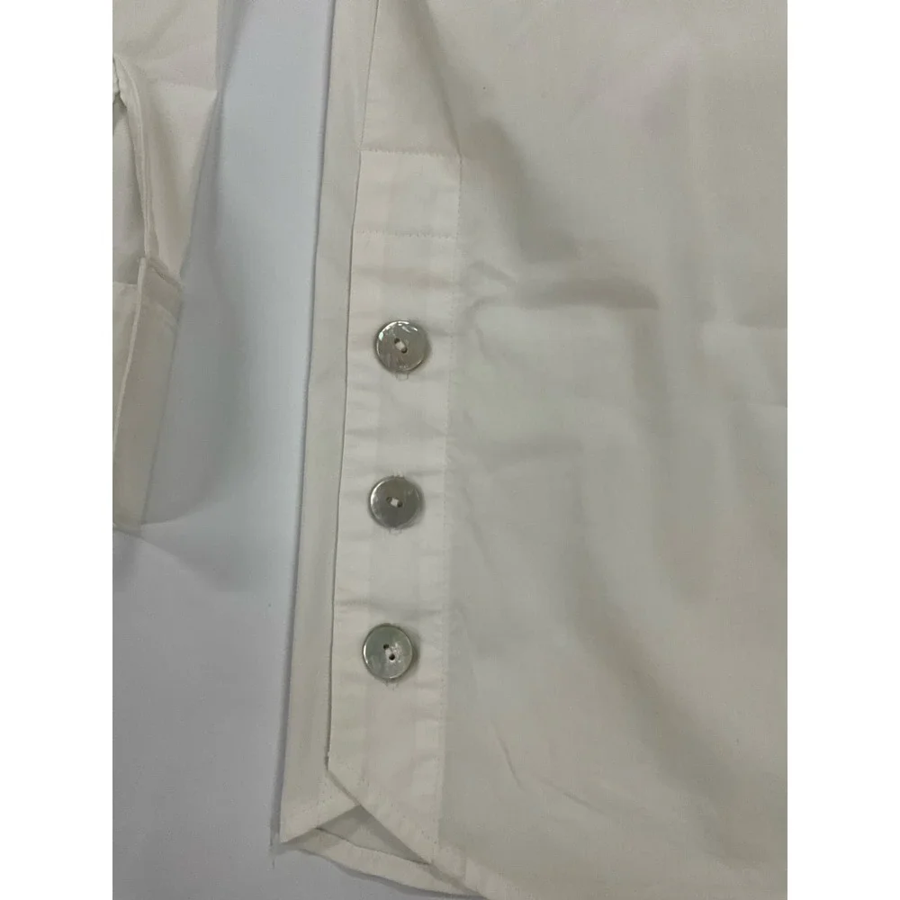 J. Jill The White Shirt Collection L Classic Long Sleeve Unique Button Side Seam - Picture 3 of 8